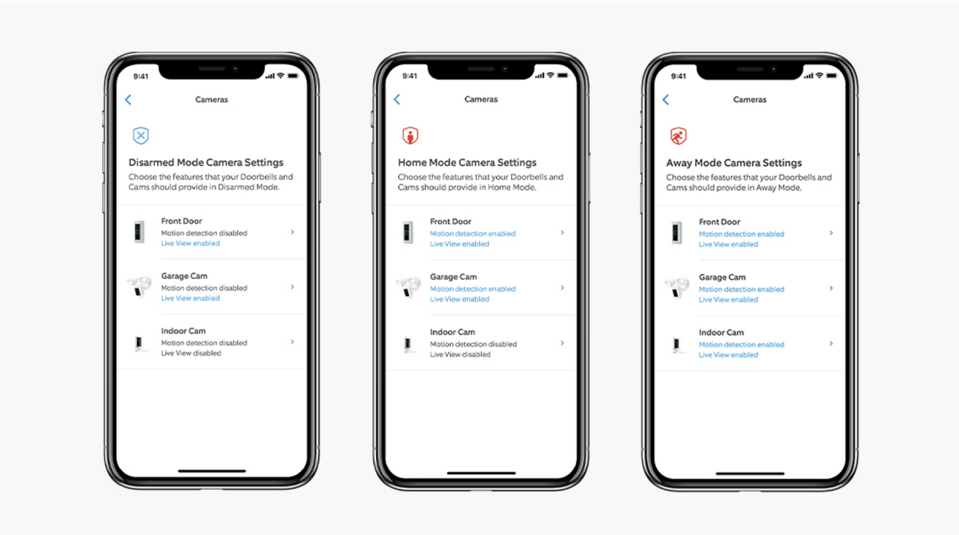 Les nouveaux Modes facilitent le contrôle de vos appareils Ring, via un simple clic dans l'application