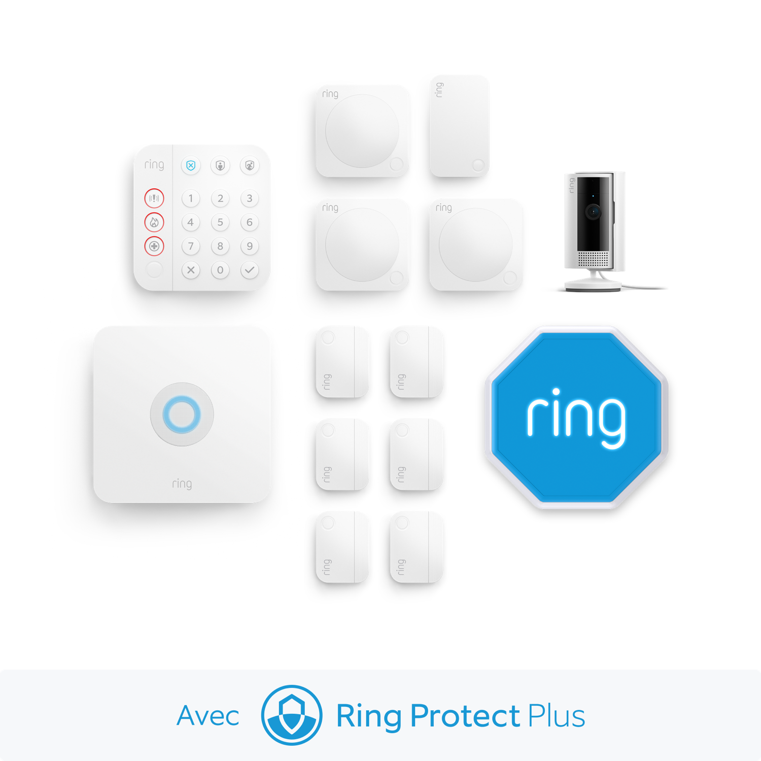 Ring Alarm + caméra intérieure avec Ring Protect Plus 1 an XL (sirèn