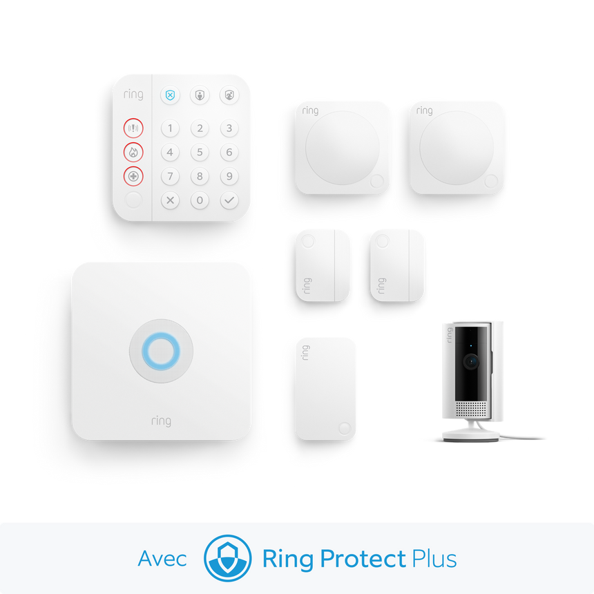 Ring Alarm + caméra intérieure avec Ring Protect Plus 1 an - M