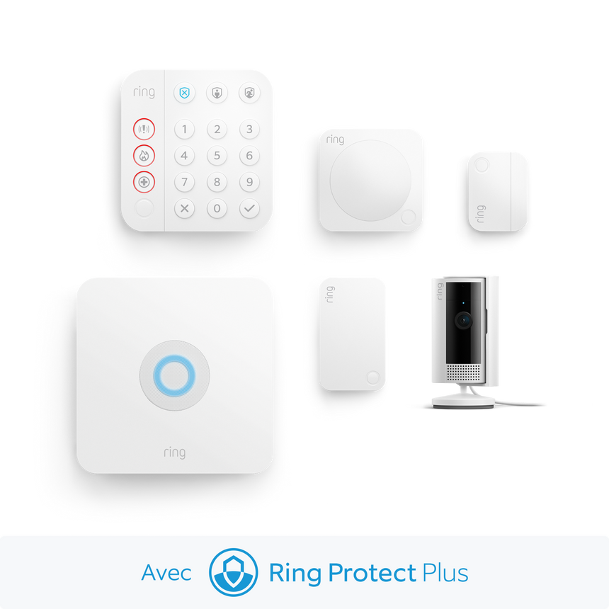 Ring Alarm + caméra intérieure avec Ring Protect Plus 1 an - S