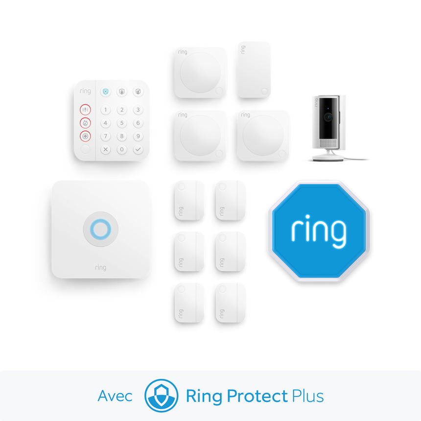 Ring Alarm + caméra intérieure avec Ring Protect Plus 1 an - XL (sirène incluse)
