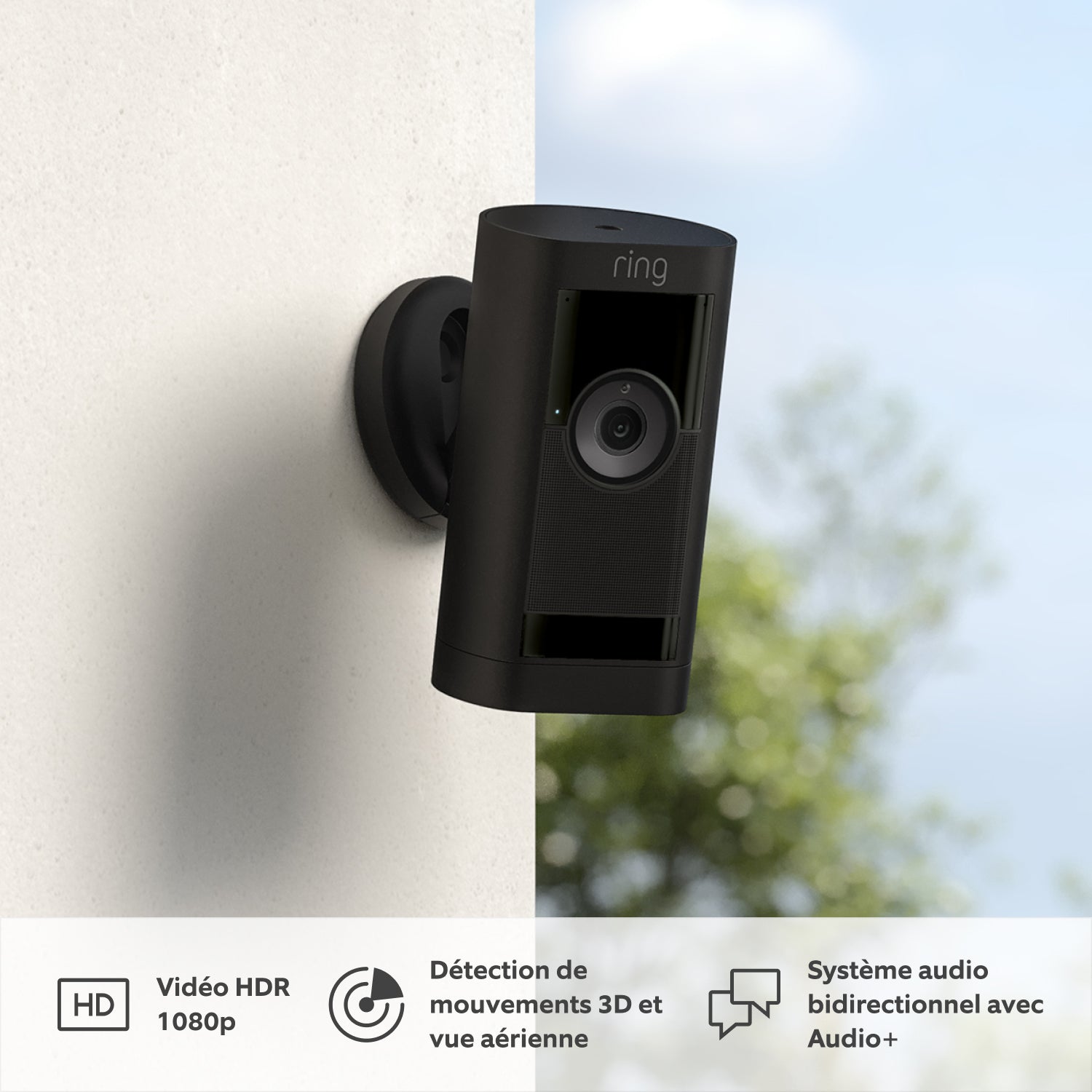 Ring Caméra Extérieure sans fil (Stick Up Cam), Caméra de surveillance wifi  HD sur batteries, audio bidirectionnel, détection de mouvements, fonctionne  avec Alexa