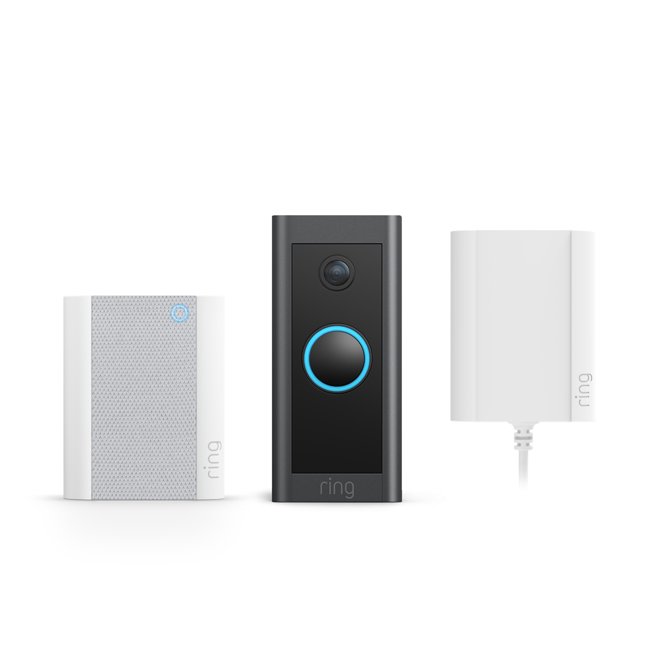 Noir:Video Doorbell Wired avec adaptateur secteur et Chime