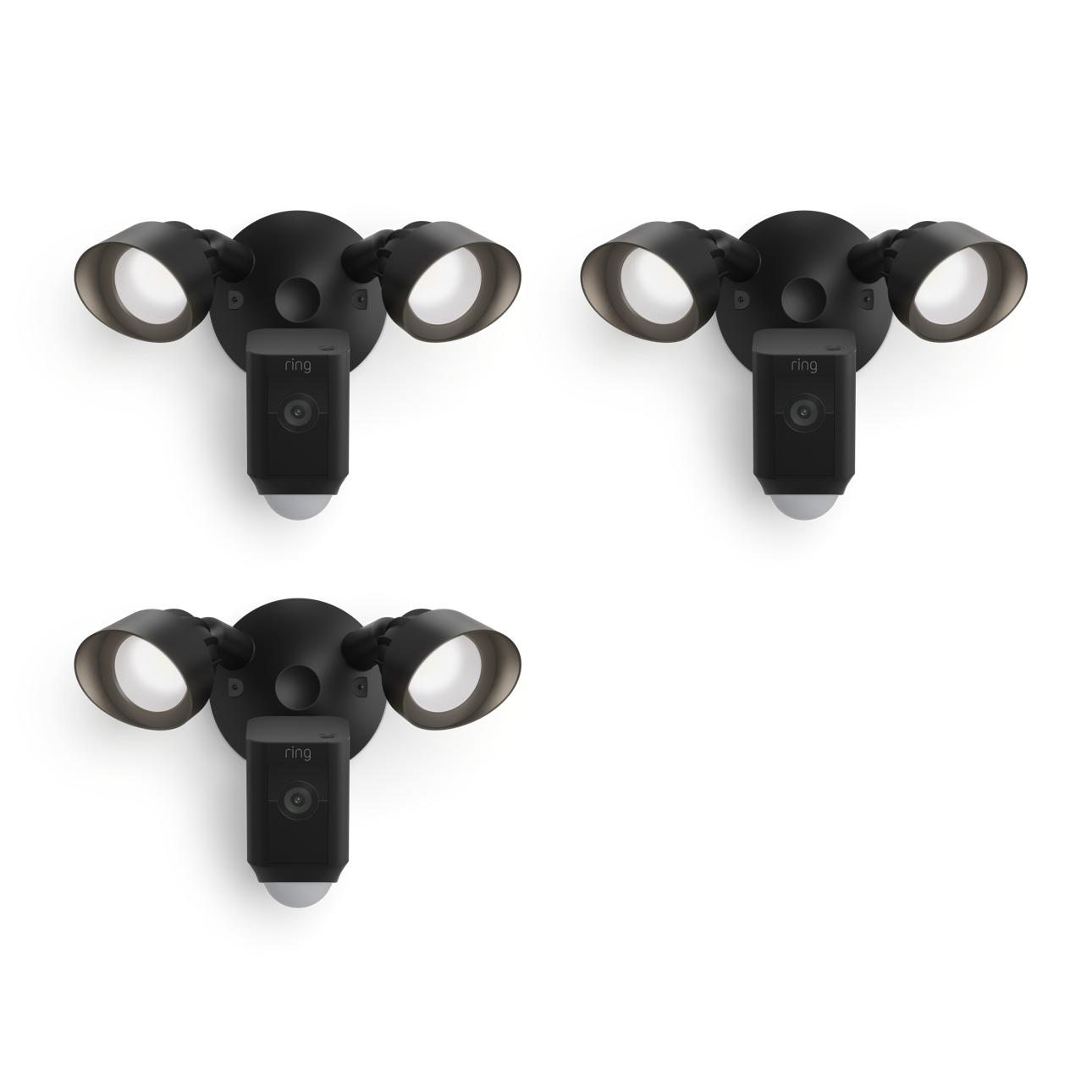 Noir:3-Pack Floodlight Cam Wired Plus