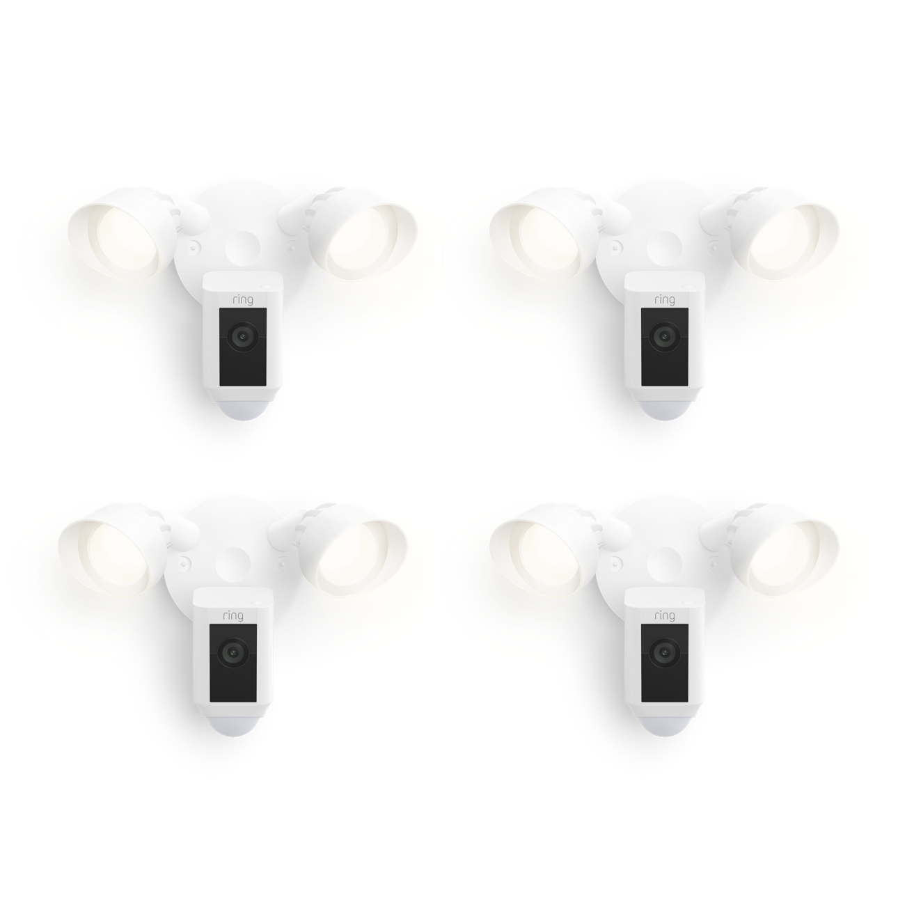 Blanc:4-Pack Floodlight Cam Wired Plus