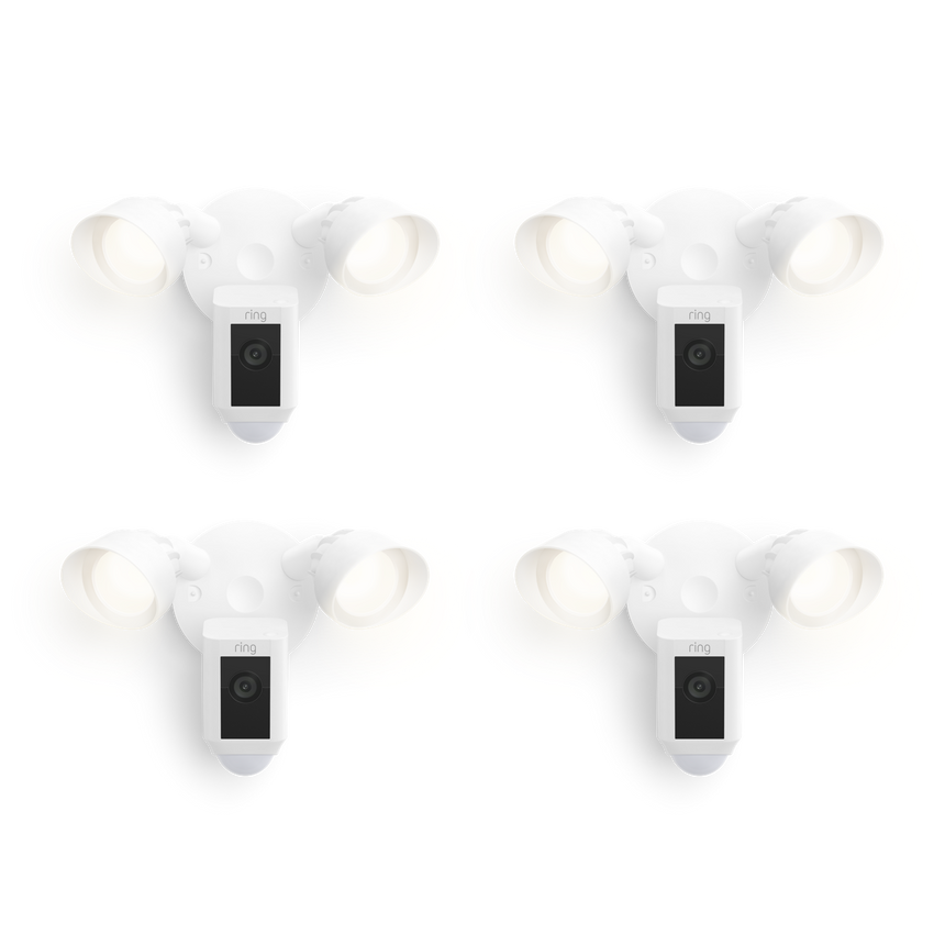 Blanc:4-Pack Floodlight Cam Wired Plus