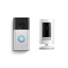 Nickel satiné:Sonnette vidéo sans fil + caméra extérieure sans fil (Battery Video Doorbell + Stick Up Cam)