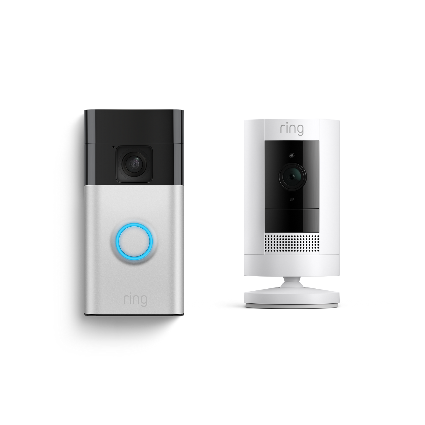 Nickel satiné:Sonnette vidéo sans fil + caméra extérieure sans fil (Battery Video Doorbell + Stick Up Cam)