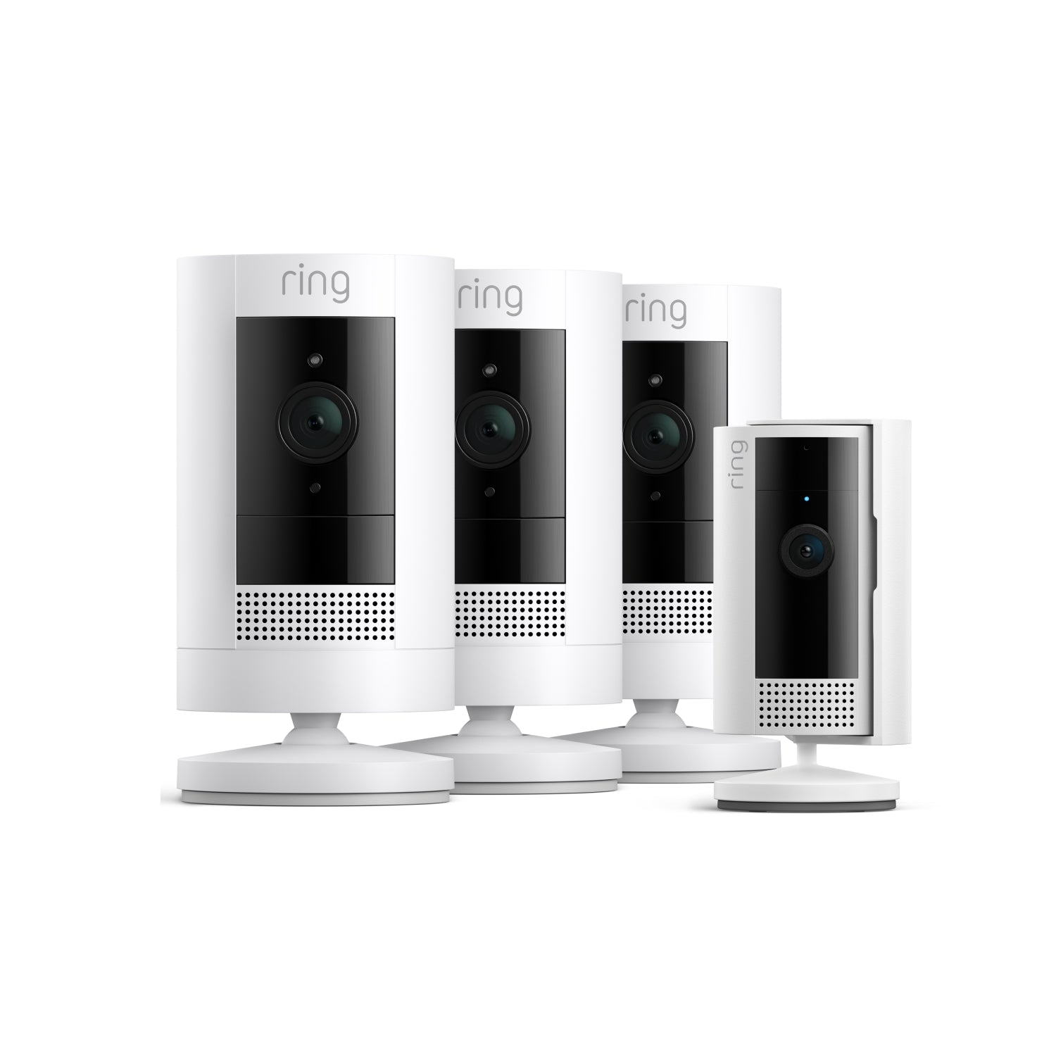 Blanc:Lot de 3 caméras extérieures sans fil + Caméra intérieure (2e gén.) (Stick Up Cam + Indoor Camera)