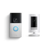 Nickel satiné:Sonnette vidéo Pro sans fil + Caméra extérieure sans fil (Battery Video Doorbell Pro + Stick Up Cam)