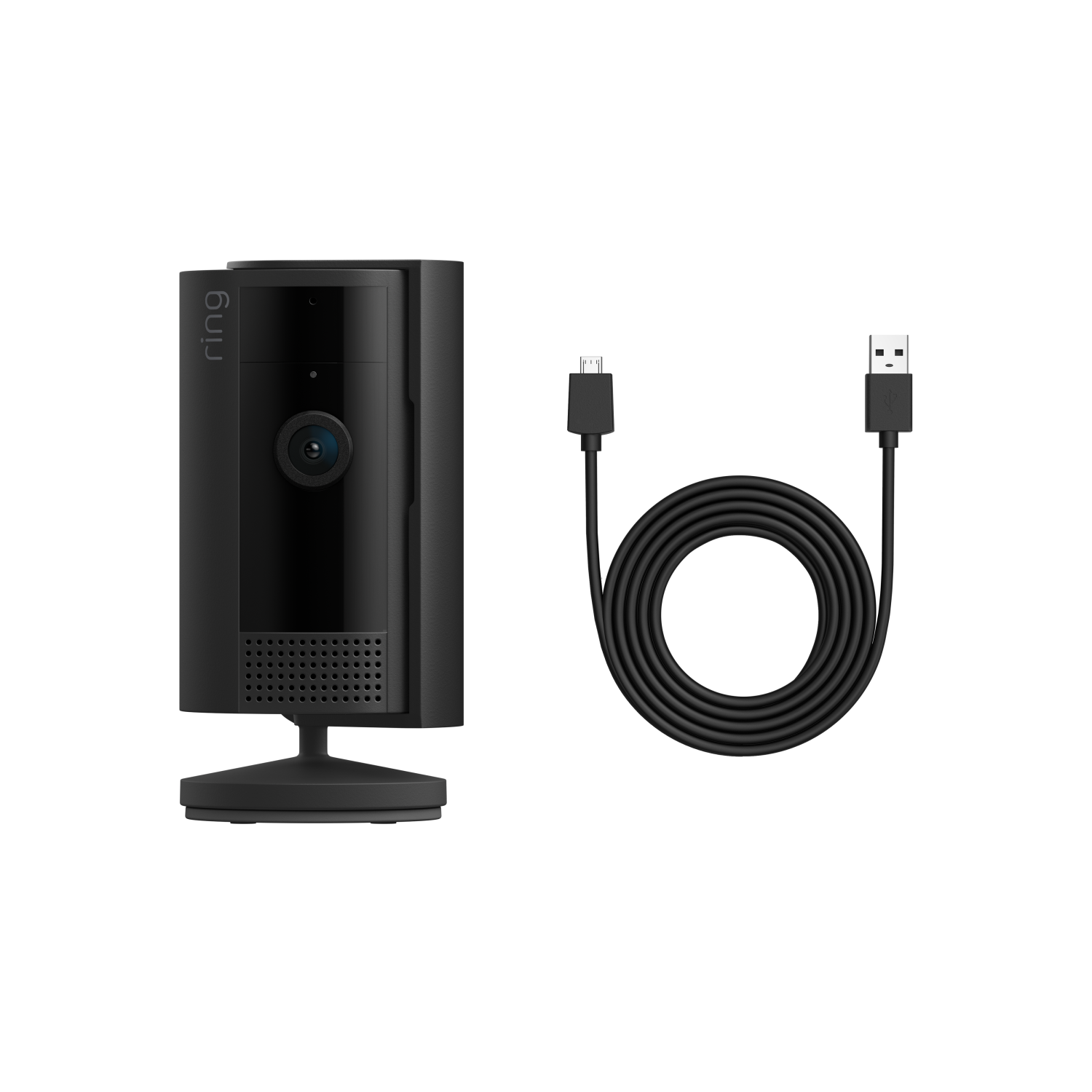 Noir:Caméra intérieure 2e gén. + câble d'alimentation USB-A vers micro USB de 3 m
