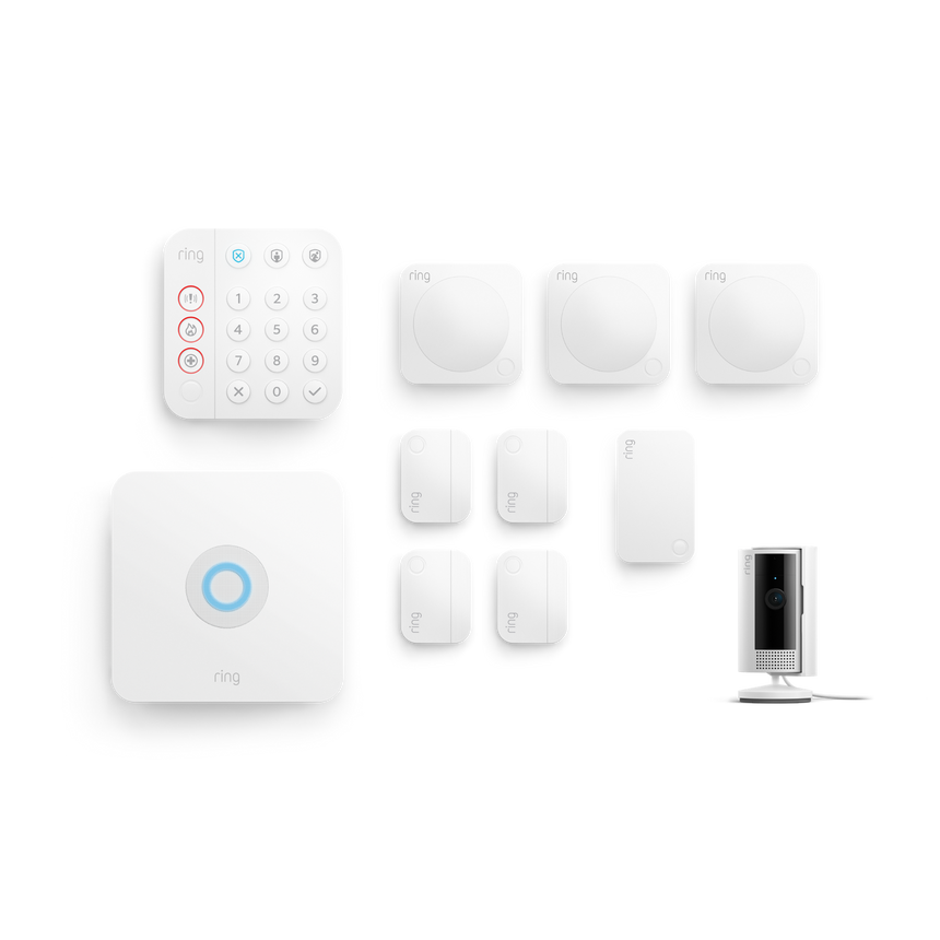 Blanc:Kit Ring Alarm + caméra intérieure 2e gén. - L