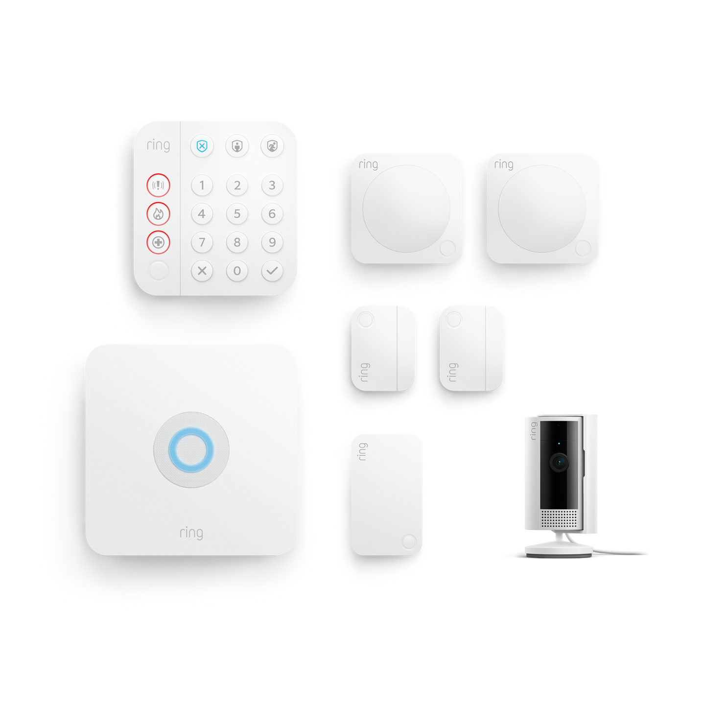 Blanc:Kit Ring Alarm + caméra intérieure 2e gén. - M