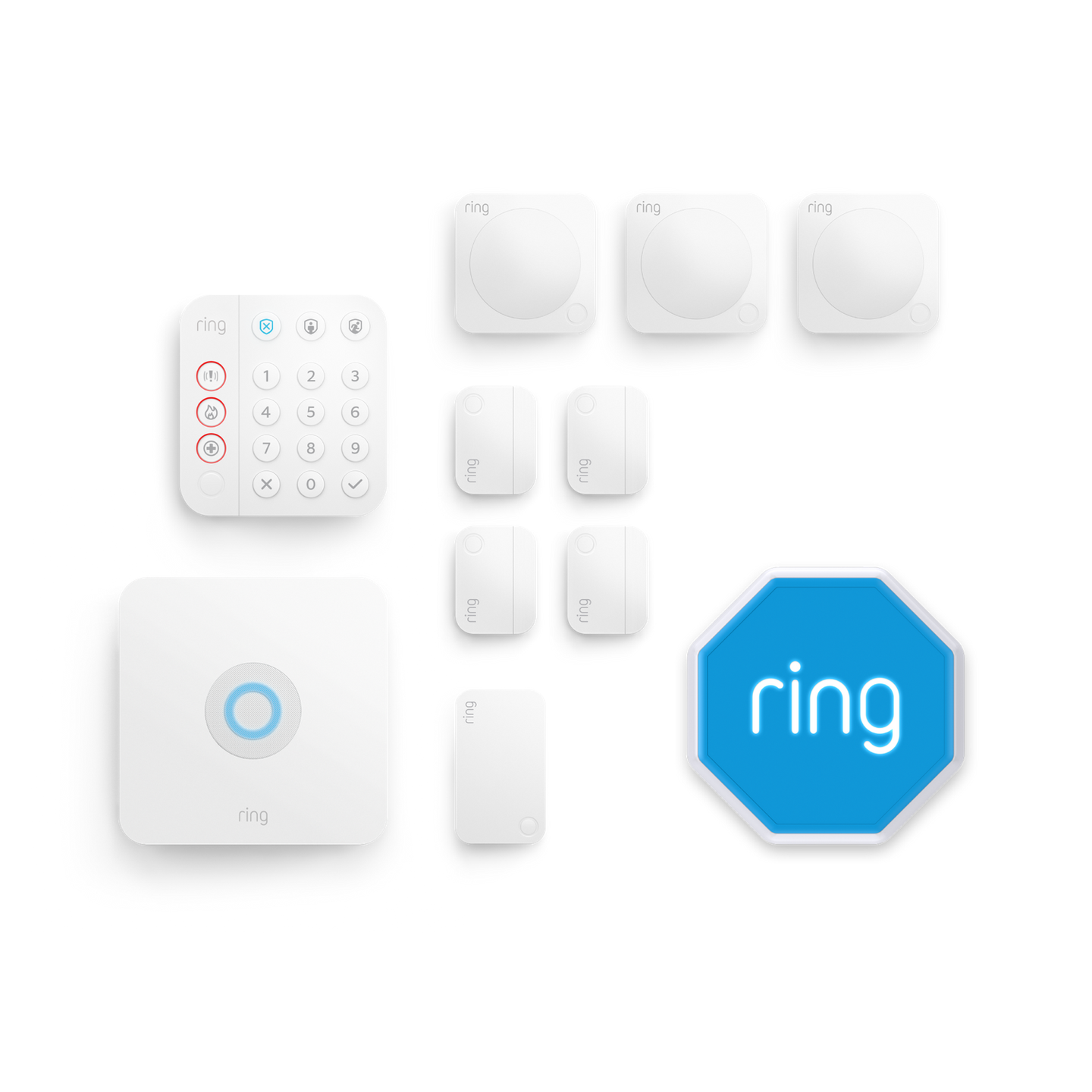 Blanc:Kit Ring Alarm - L (sirène incluse)