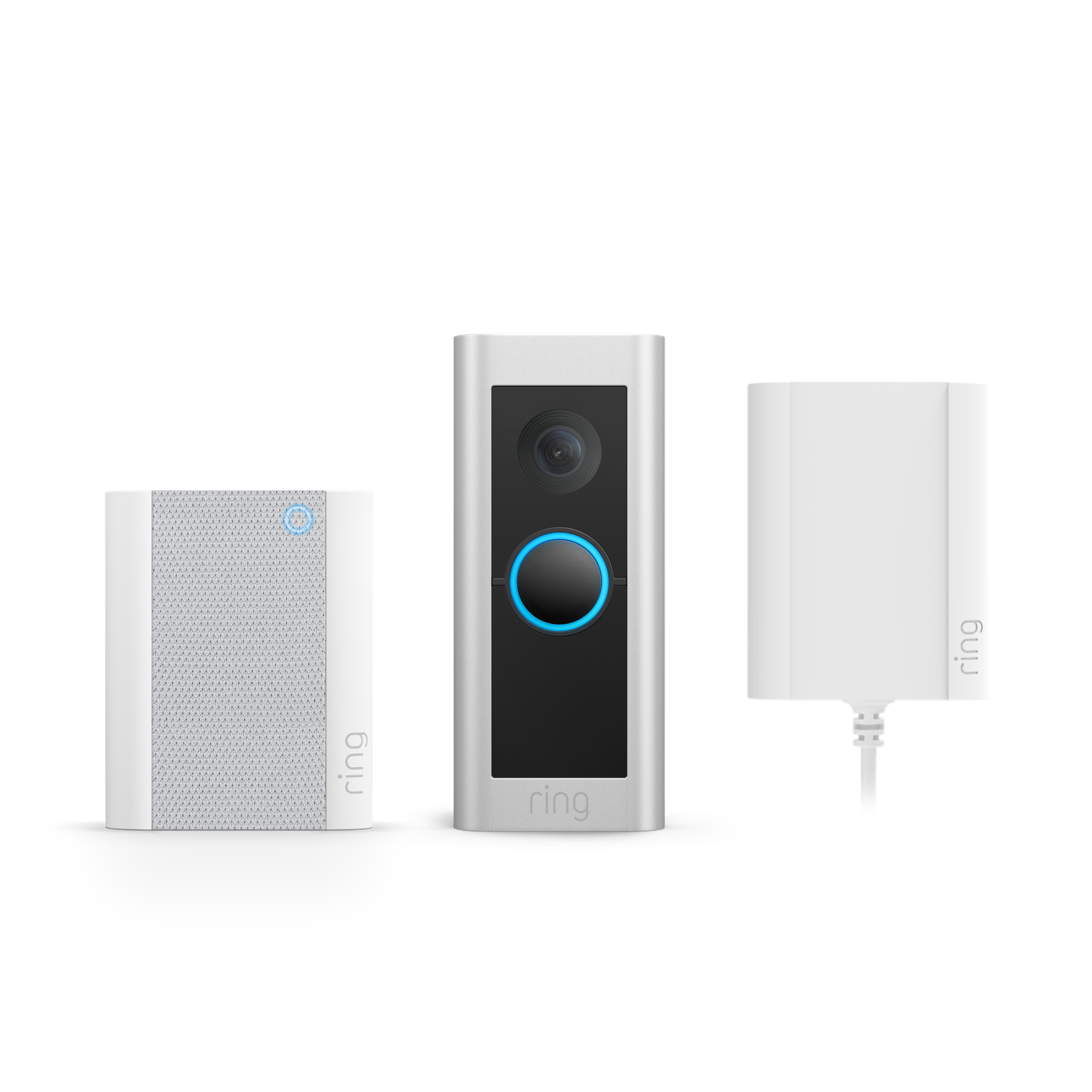 Nickel satiné:Sonnette vidéo Pro filaire avec adaptateur secteur + Chime (Anciennement Video Doorbell Pro 2 avec adaptateur secteur + Chime)