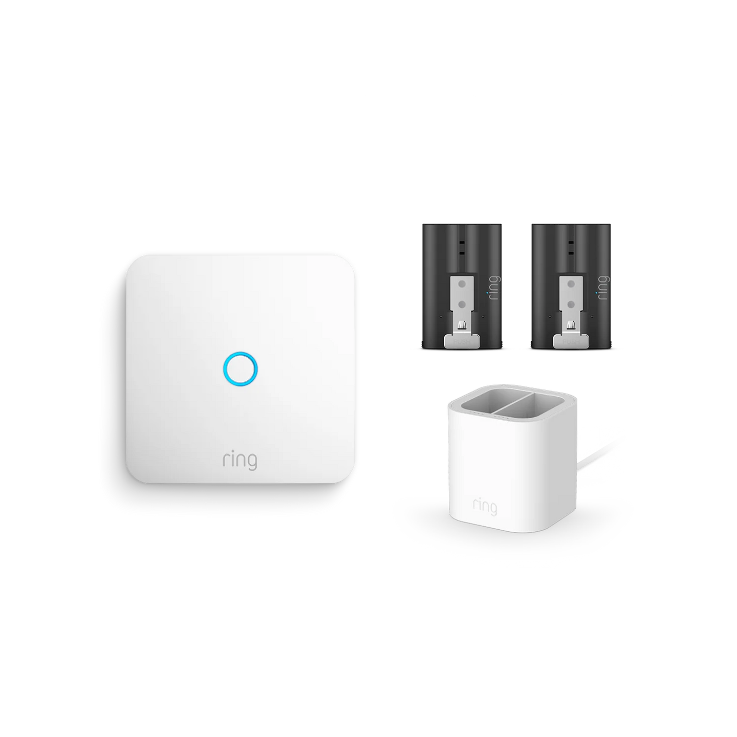 Blanc:Ring Intercom + Batterie Rechargeable + Station de chargement