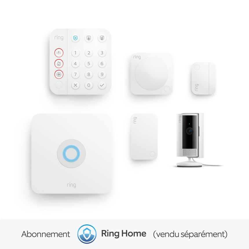 Blanc:Kit Ring Alarm S + caméra intérieure, Ring Home Standard 1 an (vendu séparément)