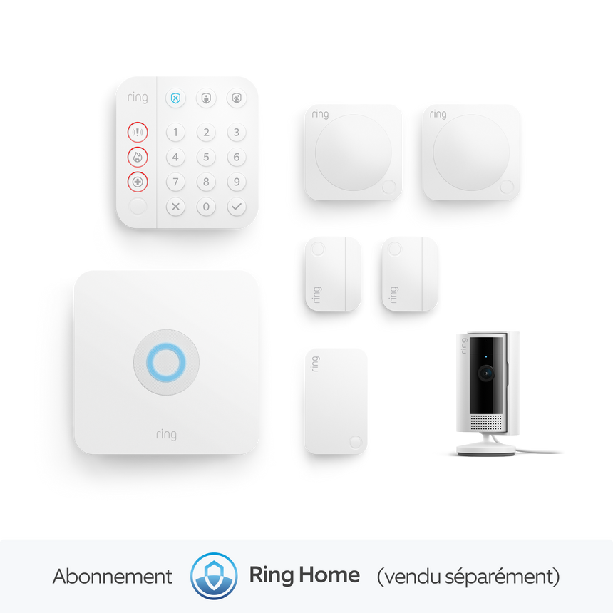 Blanc:Kit Ring Alarm M + caméra intérieure, Ring Home Standard 1 an (vendu séparément)