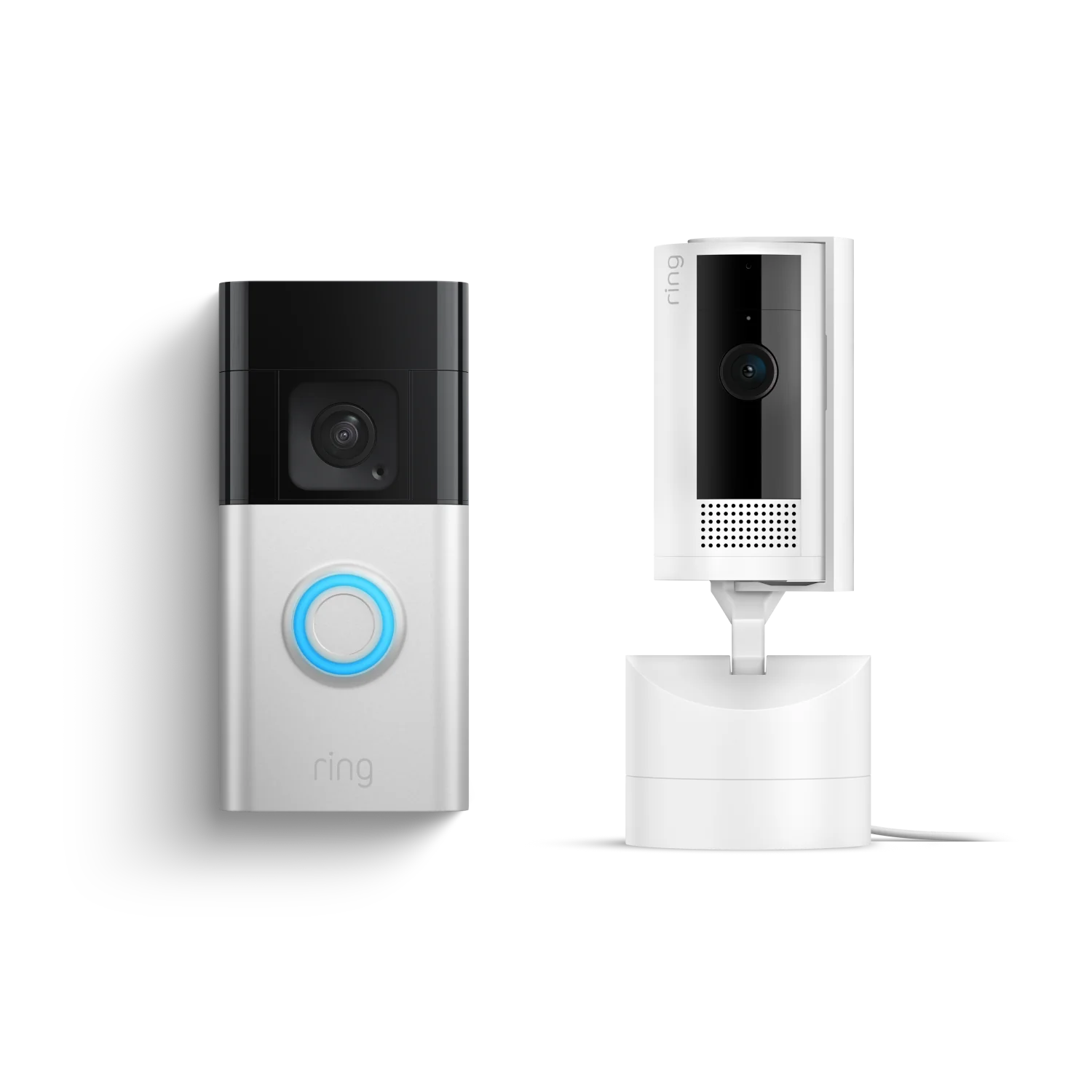 Nickel satiné:Caméra intérieure orientable + Sonnette vidéo Plus sans fil (Pan-Tilt Indoor Camera + Battery Video Doorbell Plus)