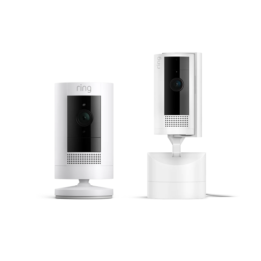 Blanc:Caméra intérieure orientable + Caméra extérieure sans fil (Pan-Tilt Indoor Camera + Stick Up Cam)